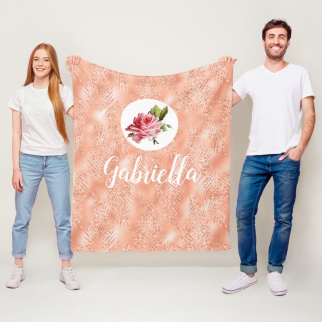 Personalisierte Rosa Rose Fleecedecke (Beispiel)