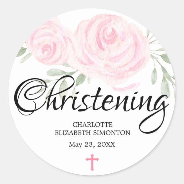 Personalisierte Rosa Rose und Kreuzweiden Runder Aufkleber (Vorderseite)