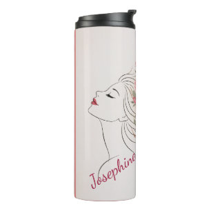 Personalisierte rosa Rosen Blumen Haarspange Frau Thermosbecher