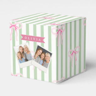 Personalisierte Rosa Schleife Grüne Streifen Coque Geschenkschachtel