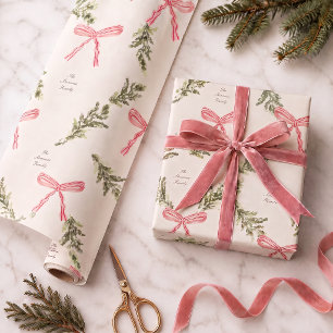 Personalisierte rosa Schleifen Grünzeug Vornehme W Geschenkpapier
