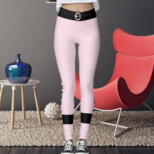 Personalisierte Rosa-Schwarz-Gestreifte Katzenlieb Leggings