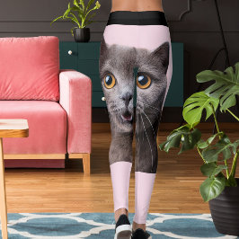 Personalisierte Rosa Schwarz Gestreifte Verrückte  Leggings