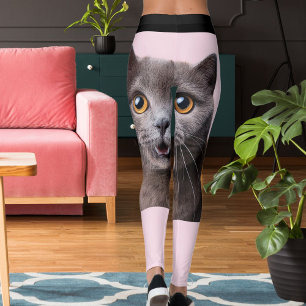 Personalisierte Rosa Schwarz Gestreifte Verrückte  Leggings