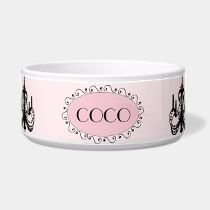 Personalisierte Rosa Schwarze Chic Hundefutter-Sch Napf