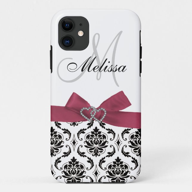 Personalisierte rosa schwarze Damast iPhone 5 Case-Mate iPhone Hülle (Rückseite)