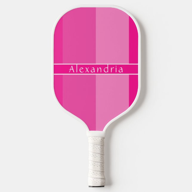 Personalisierte, rosa Streifen Pickleball Schläger (Vorderseite)