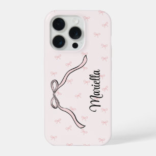 Personalisierte rosa Telefon-Schleife Coquette iPhone 15 Pro Hülle