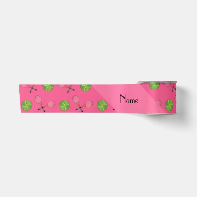 Personalisierte rosa Tennisnamensbälle Satinband (Vorderseite)