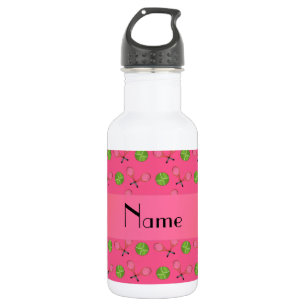 Personalisierte rosa Tennisnamensbälle Trinkflasche