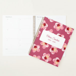Personalisierte rosa tropische Blume Planer