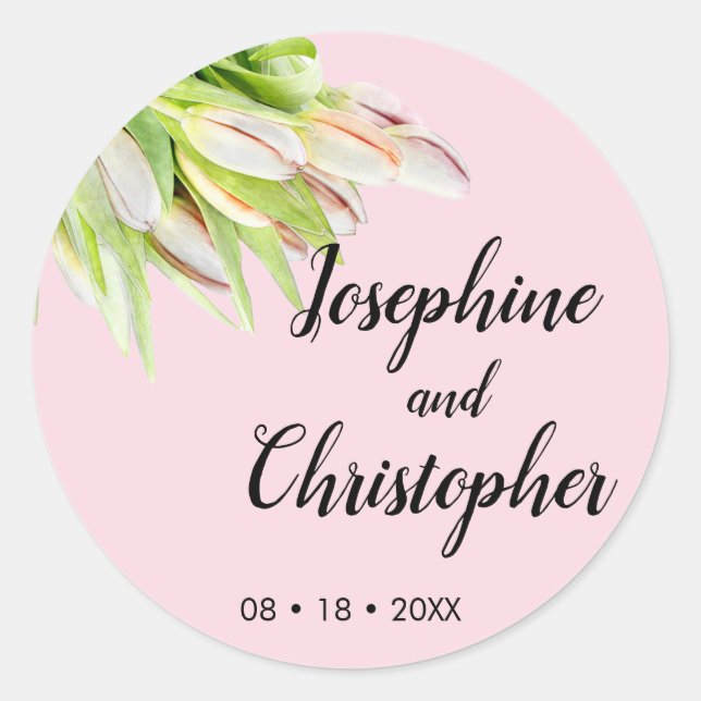 Personalisierte Rosa Tulip Künstlerische Sommerhoc Runder Aufkleber (Vorderseite)