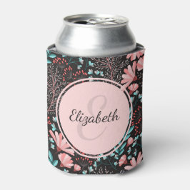 Personalisierte Rosa und Aquamarine dunkle Blüte Dosenkühler