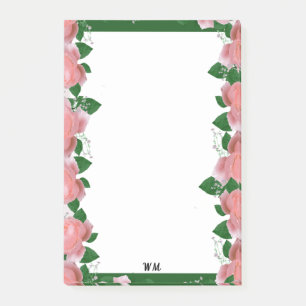 Personalisierte Rosa und grüne Floralien Post-it Klebezettel