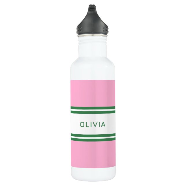 Personalisierte Rosa und grüne Golf Edelstahlflasche (Rechts)