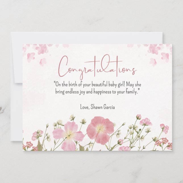 Personalisierte Rosa und grüne Wasserfarbendusche (Vorderseite)