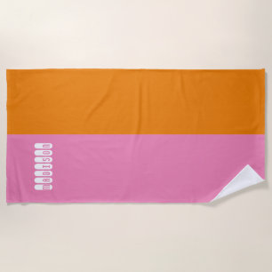 Personalisierte, rosa und orangefarbene Badetücher Strandtuch