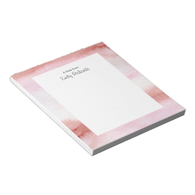 Personalisierte Rosa und Rost-Aquarell-Editor Notizblock (angewinkelt)