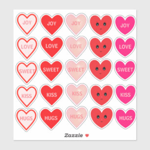 Personalisierte Rosa und Rote Liebe Herz Aufkleber