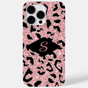 Personalisierte Rosa- und Schwarz-Glitzer-Druckfar Case-Mate iPhone 14 Pro Max Hülle