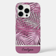 Personalisierte Rosa- und Silberpalmen für Glitzer