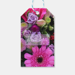 Personalisierte rosa und violette Blumen Geschenkanhänger