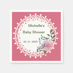 Personalisierte Rosa und Weiß Florals Serviette
