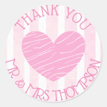 Personalisierte rosa und weiße Hochzeitskleber