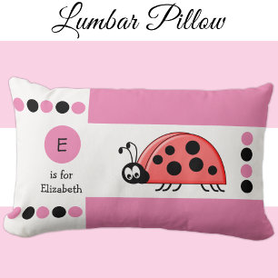 Personalisierte Rosa-Weiße-Ladybird-Kindermonogram Lendenkissen