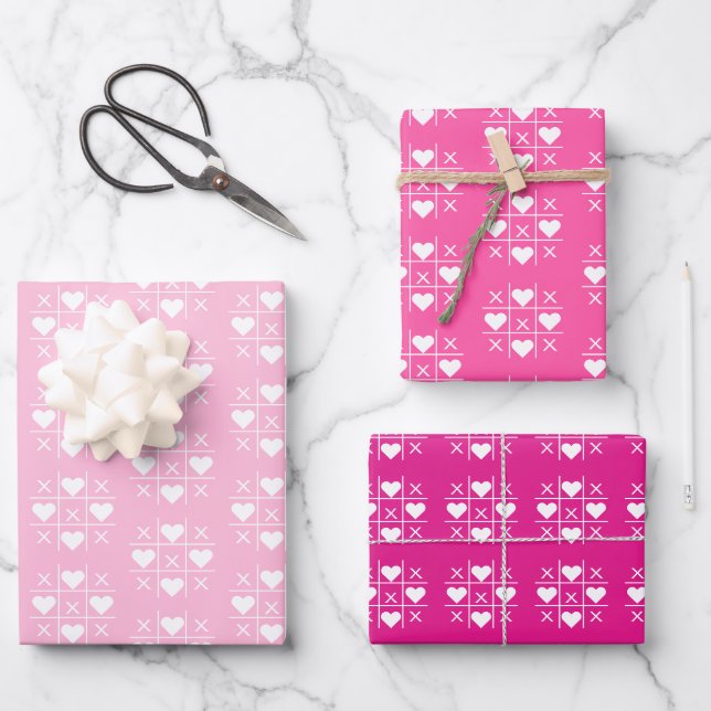 Personalisierte rosa XOXO Paare Hochzeit, Jubiläum Geschenkpapier Set (Vorderseite)