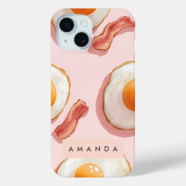 Personalisierte, rosafarbene Eier und Bacon-Muster Case-Mate iPhone Hülle