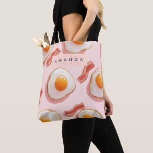 Personalisierte, rosafarbene Eier und Bacon-Muster Tasche