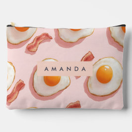 Personalisierte, rosafarbene Eier und Bacon-Muster Zubehörtasche