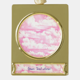 Personalisierte rosafarbene Wolken Banner-Ornament Gold