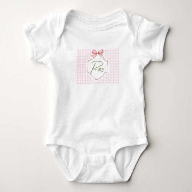 Personalisierte Rose Baby Girl Kinderzimmer Bow&Gi Baby Strampler (Vorderseite)