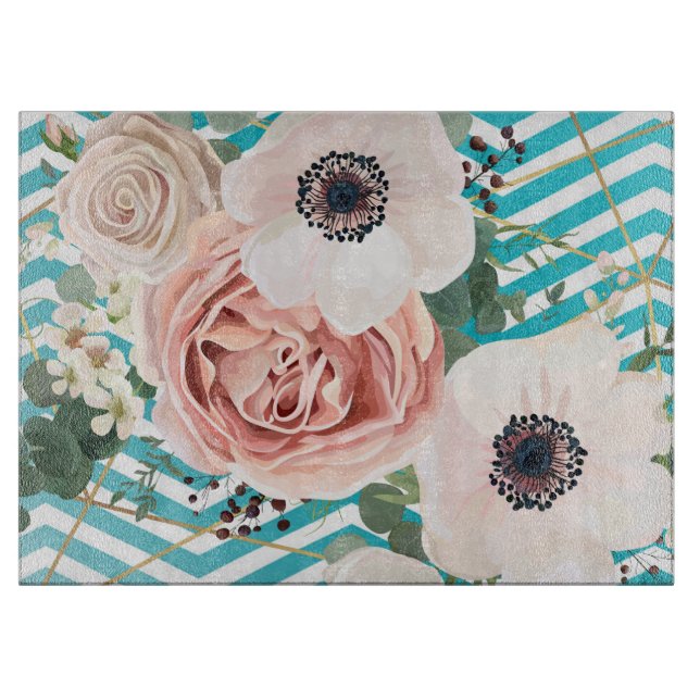 Personalisierte Rose beim Schneiden geometrischer  Schneidebrett (Vorderseite)