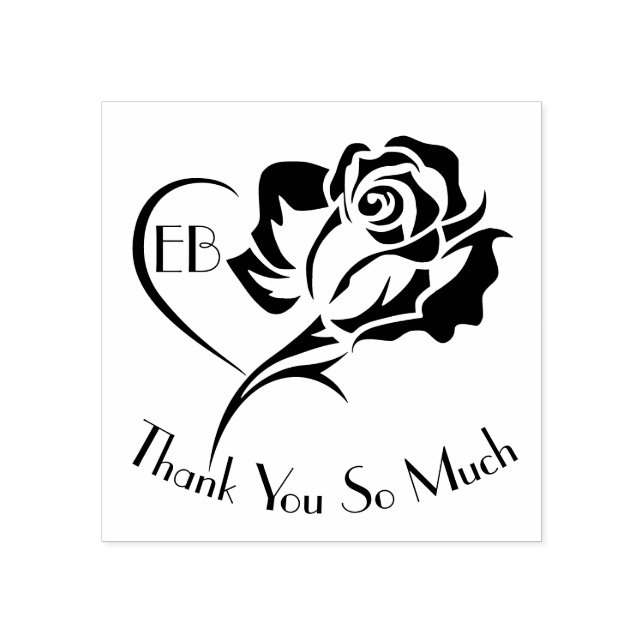 Personalisierte Rose Design Vielen Dank Gummistempel (Prägung)