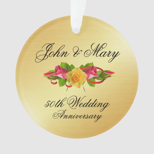 Personalisierte Rose & Gold 50 Jahre Hochzeit Ornament (Vorderseite)