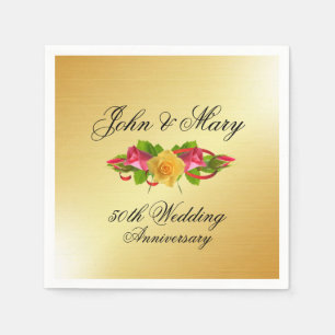 Personalisierte Rose & Gold 50 Jahre Hochzeit Serviette