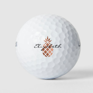 Personalisierte Rose Gold Ananas Script Golf Balls Golfball