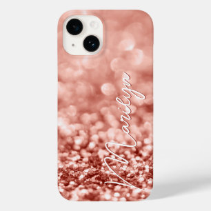 Personalisierte Rose Gold Glitzer Case-Mate iPhone 14 Hülle