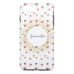 Personalisierte Rose Gold Glitzer Herz iPhone Case