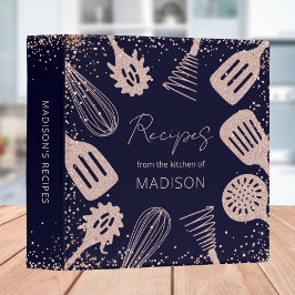 Personalisierte Rose Gold Glitzer Kochbuch 3,8 Cm Ordner