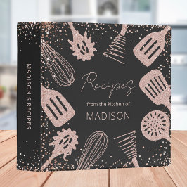 Personalisierte Rose Gold Glitzer Kochbuch 3,8 Cm Ordner