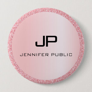 Personalisierte Rose Gold Glitzer Look Monogram Button