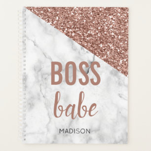 Personalisierte Rose Gold Glitzer Marble Boss Ba Planer