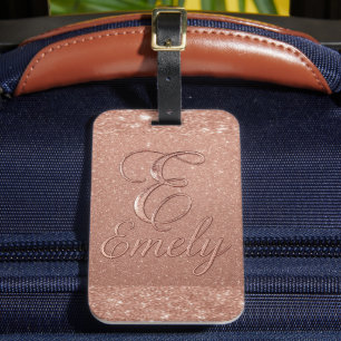 Personalisierte Rose Gold Glitzer Name Design - Ei Gepäckanhänger