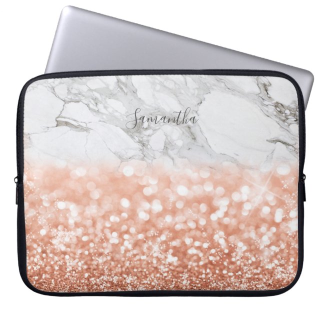 Personalisierte Rose Gold Glitzer - Notebook-Gehäu Laptopschutzhülle (Vorderseite)