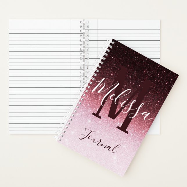 Personalisierte Rose Gold Glitzer Notizbuch (Innen)