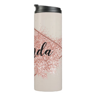 Personalisierte Rose Gold Glitzer Thermal Tumbler Thermosbecher
